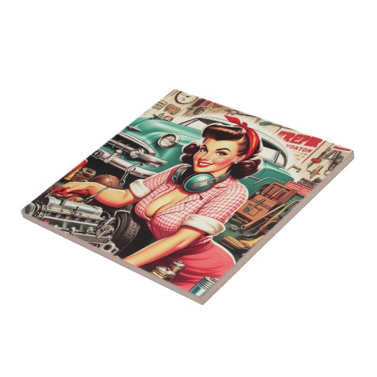 Schattigee Mechanische Pin-up Tegeltje (Zijkant)