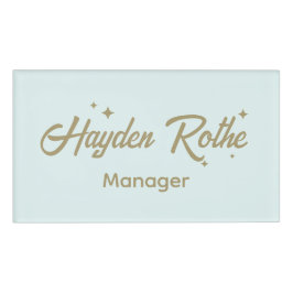 Schattigee medewerker van Retro Script Naambadge