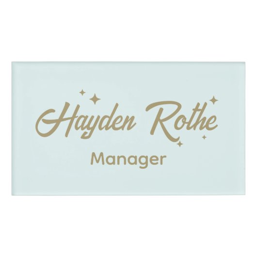 Schattigee medewerker van Retro Script Naambadge (Voorkant)