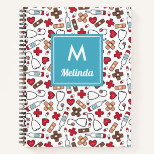 Schattigee medische patroonverpleegster monogramme notitieboek