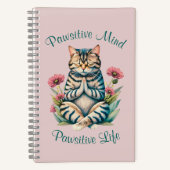 Schattigee Meditatie Kat LOA Manifesterende Dankba Notitieboek (Voorkant)