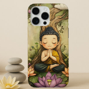 Schattigee mediterende Boeddha   Zen Lotus Spiritu iPhone 16 Pro Max Hoesje