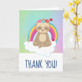 Schattigee mediterende luiaard en een regenboog da kaart (Gele Bloem)