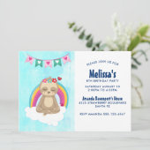 Schattigee mediterende luiaard met een regenboogve kaart (Staand voorkant)