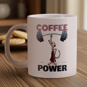 Schattigee Meerkat Coffee Power Gewichtheffen Cart Grote Koffiekop