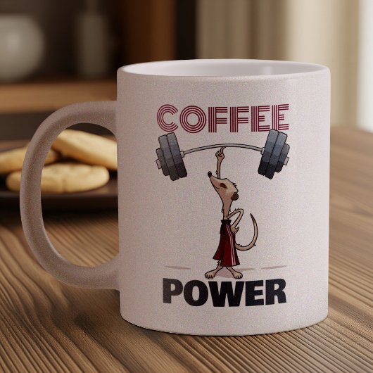 Schattigee Meerkat Coffee Power Gewichtheffen Cart Grote Koffiekop