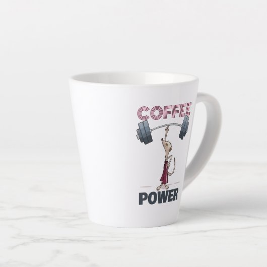 Schattigee Meerkat Coffee Power Gewichtheffen Cart Latte Mok (Rechterhoek)