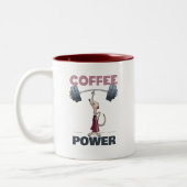 Schattigee Meerkat Coffee Power Gewichtheffen Cart Tweekleurige Koffiemok (Links)