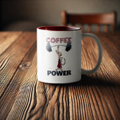 Schattigee Meerkat Coffee Power Gewichtheffen Cart Tweekleurige Koffiemok
