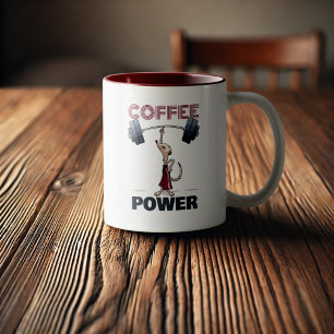 Schattigee Meerkat Coffee Power Gewichtheffen Cart Tweekleurige Koffiemok