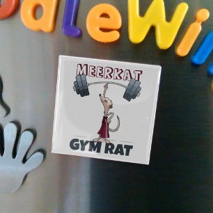 Schattigee Meerkat Gym Rat Grappige gewichtheffer  Magneet
