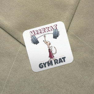 Schattigee Meerkat Gym Rat Grappige gewichtheffer  Vierkante Sticker