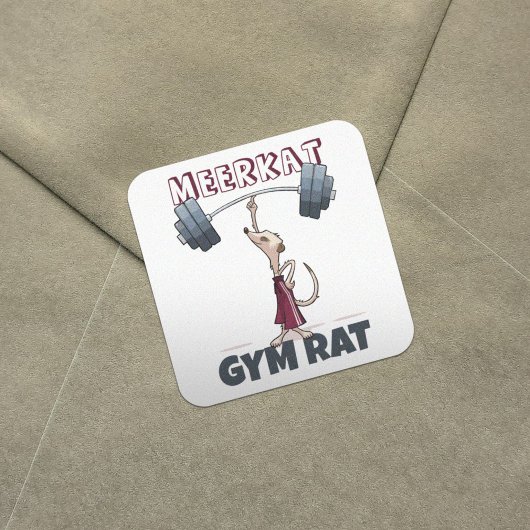 Schattigee Meerkat Gym Rat Grappige gewichtheffer  Vierkante Sticker