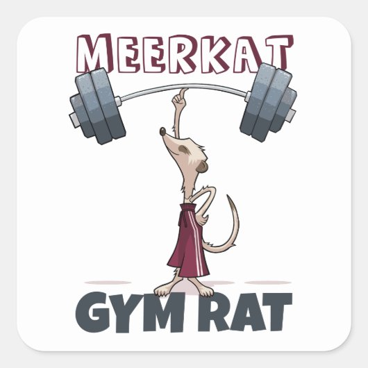 Schattigee Meerkat Gym Rat Grappige gewichtheffer  Vierkante Sticker (Voorkant)