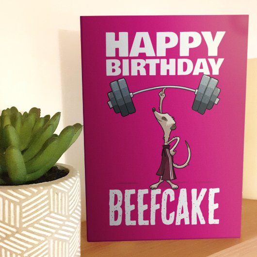 Schattigee Meerkat Happy Birthday Beefcake Gym Car Kaart