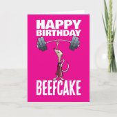 Schattigee Meerkat Happy Birthday Beefcake Gym Car Kaart (Voorkant)