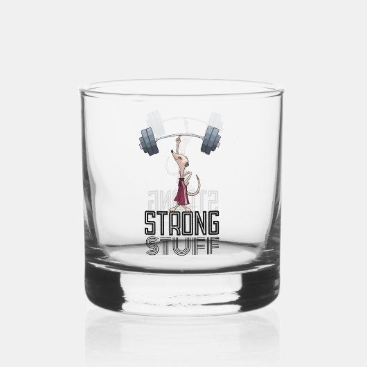 Schattigee Meerkat Strong Stuff Gewichtheffen Cart Whisky Glas (Voorkant)