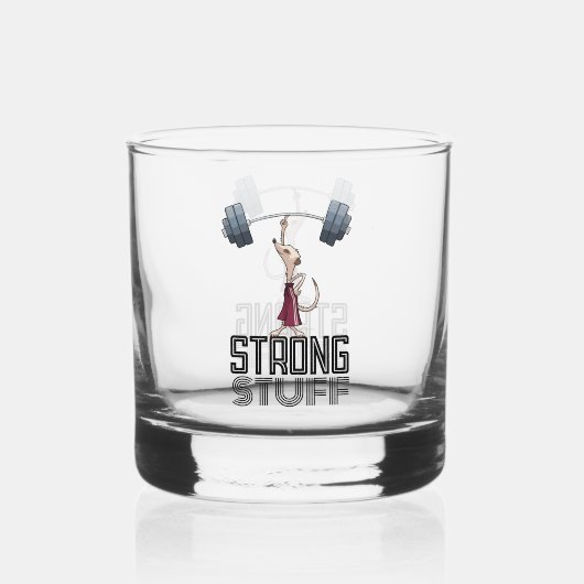 Schattigee Meerkat Strong Stuff Gewichtheffen Cart Whisky Glas (Achterkant)