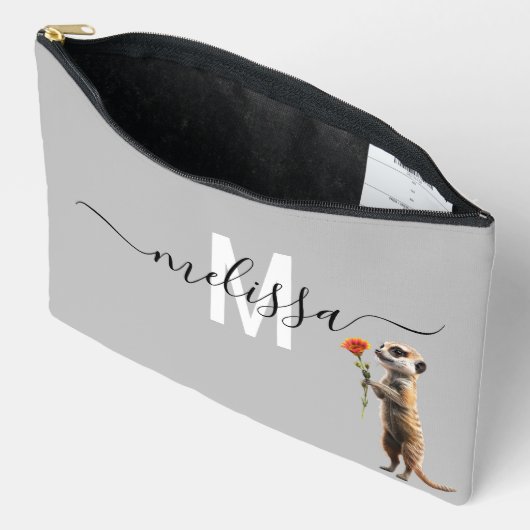 Schattigee Meerkat Waterverf Monogram Naam Etui (Open)