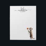 Schattigee Meerkat Waterverf Monogram Naam Notitie Notitieblok<br><div class="desc">Dit ontwerp kan op het gebied worden gepersonaliseerd dat door de foto en/of tekst te veranderen wordt verstrekt. Of het kan worden aangepast door te klikken deze Sjabloon personaliseert en dan de klik te kiezen om verdere optie aan te passen en de kleur van de achtergrond te schrappen of te...</div>