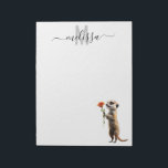 Schattigee Meerkat Waterverf Monogram Naam Notitie Notitieblok<br><div class="desc">Dit ontwerp kan op het gebied worden gepersonaliseerd dat door de foto en/of tekst te veranderen wordt verstrekt. Of het kan worden aangepast door te klikken deze Sjabloon personaliseert en dan de klik te kiezen om verdere optie aan te passen en de kleur van de achtergrond te schrappen of te...</div>