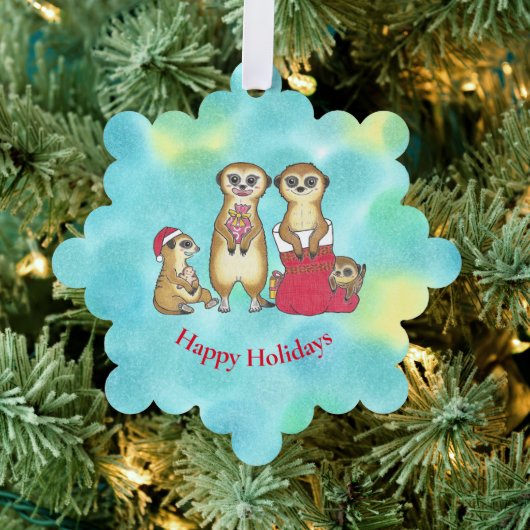 Schattigee Meerkats Cartoon Kerst Papier Ornament (Insitu (Drie))