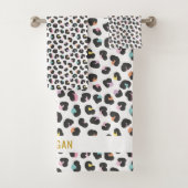 Schattigee meerkleurige luipaard print bad handdoek (Insitu)