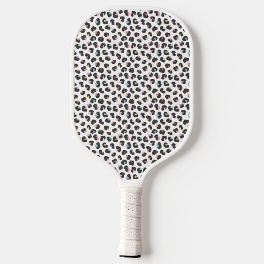 Schattigee meerkleurige luipaard print pickleball paddle (Achterkant)