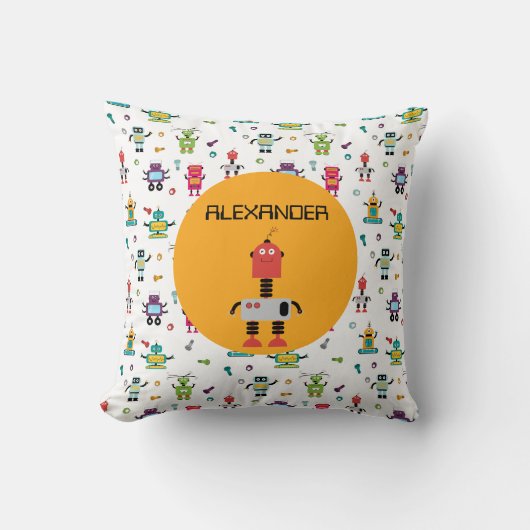 Schattigee Meerkleurige Robots Kinder Robot Custom Kussen (Voorkant)