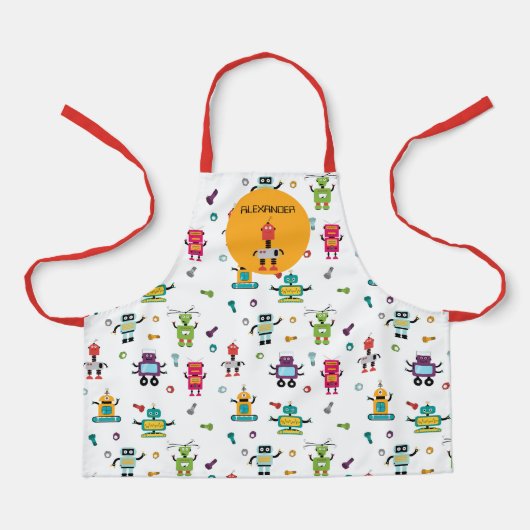 Schattigee Meerkleurige Robots Kinder Robot Custom Schort (Voorkant)