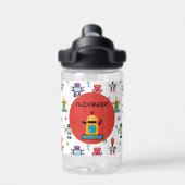 Schattigee Meerkleurige Robots Kinder Robot Custom Waterfles (Achterkant)