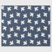 Schattigee meeuwen op donkerblauw cadeaupapier (Vlak)