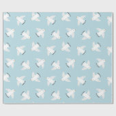 Schattigee meeuwen op lichtblauw cadeaupapier (Vlak)