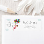 Schattigee meisje ballonnen terug adres etiket (Insitu)