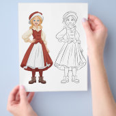 Schattigee meisje kleurplaat flyer (Hand)