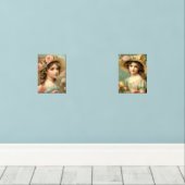 "Schattigee meisje kunst" Muurkunst Sets (Houten vloer)