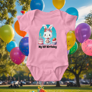 Schattigee meisjes baby bunny eerste Verjaardag Romper