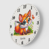 Schattigee meisjes baby fox naam toevoegen grote klok (Hoek)