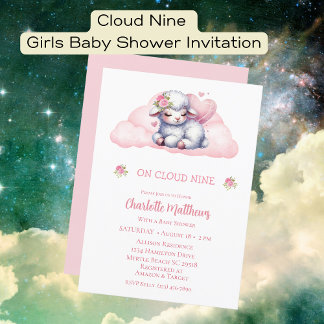 Schattigee Meisjes Baby Lam Wolk Negen 9 Baby show Kaart