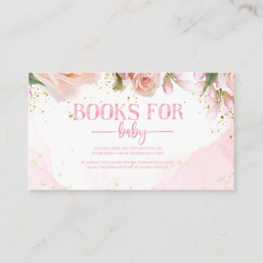 Schattigee Meisjes Bloemen Roze Boeken voor Baby Informatiekaartje (Voorkant)