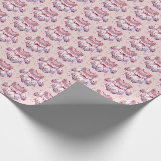 Schattigee meisjes bodysuit tegelpatroon cadeaupapier (Hoek)