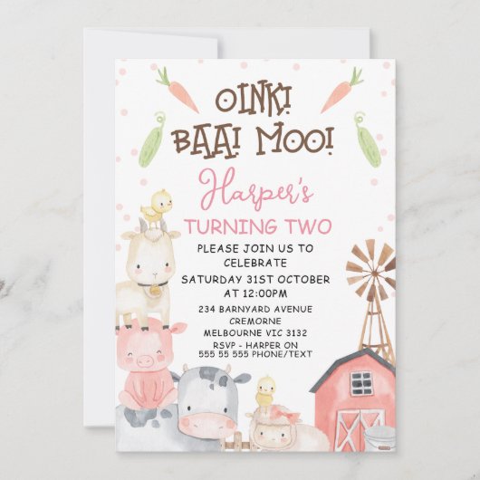 Schattigee meisjes Boerderij thema groenten Verjaa Kaart (Voorkant)