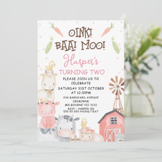 Schattigee meisjes Boerderij thema groenten Verjaa Kaart (Staand voorkant)