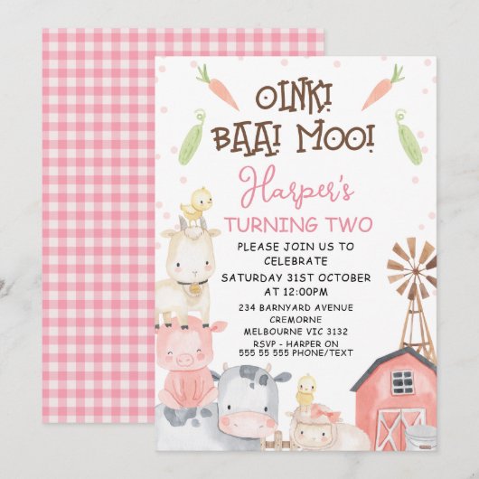 Schattigee meisjes Boerderij thema groenten Verjaa Kaart (Voorkant / Achterkant)