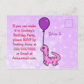 Schattigee meisjes dinosaurus verjaardagsfeestje u uitnodiging briefkaart (Achterkant)