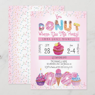 Schattigee meisjes Donuts   Cupcakes 1e verjaardag Kaart