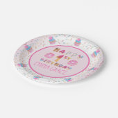 Schattigee meisjes Donuts | Cupcakes Gelukkige 1e Papieren Bordje (Gekanteld)