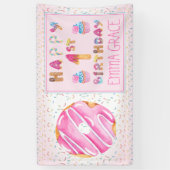 Schattigee meisjes Donuts | Cupcakes Gelukkige 1e  Spandoek (Verticaal)