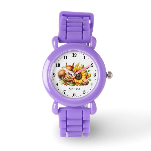 Schattigee meisjes eekhoorn liefhebbers Naam toevo Horloge (Voorkant)