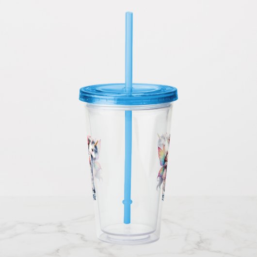 Schattigee meisjes eenhoorn fee naam toevoegen acryl drinkbeker (Rechts)